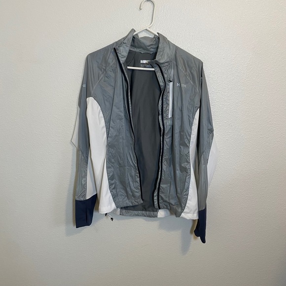 Marmot Lightweight Windbreaker Jacket Size Medium Gray White Hiking - Picture 2 of 11